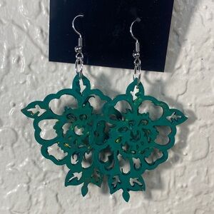 Chic Teal Cutout Earrings